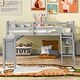 preview thumbnail 2 of 25, Full Size Solid Pine Wood Frame Loft Bed With Removable Desk and Cabinet