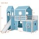 preview thumbnail 4 of 34, Twin/Full Size Loft Bed with Slide,Solid Wood Playhouse Bed Frame with Tent and Tower Design