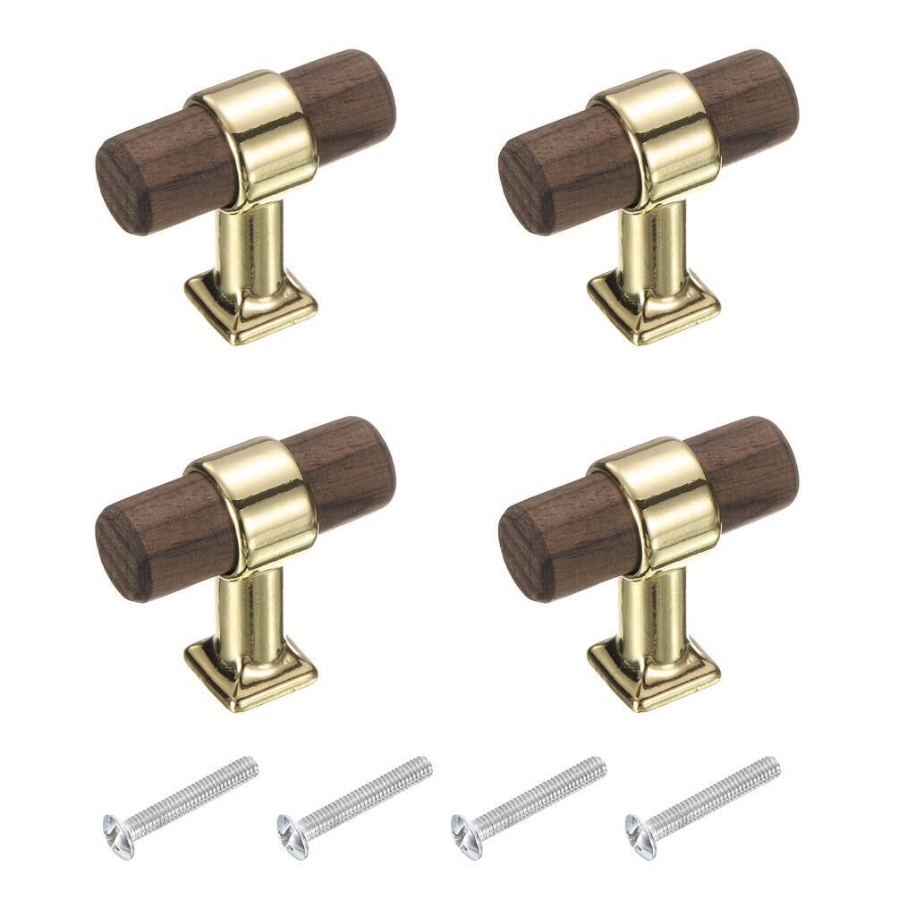 4Pcs T-Bar Wooden Drawer Pulls Wood Single Hole Dresser Drawer Knobs