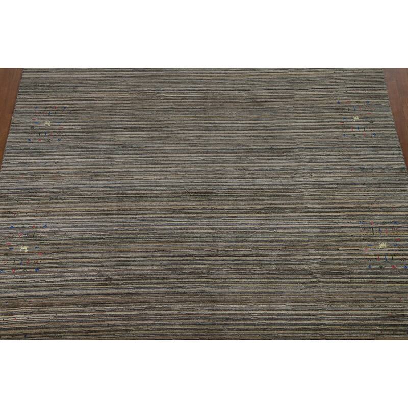 Hand Knotted Oriental 100% Wool Carpet Tribal Animal Pictorial Multi-Colored Gabbeh Area Rug - 9' 10'' X 8' 0''