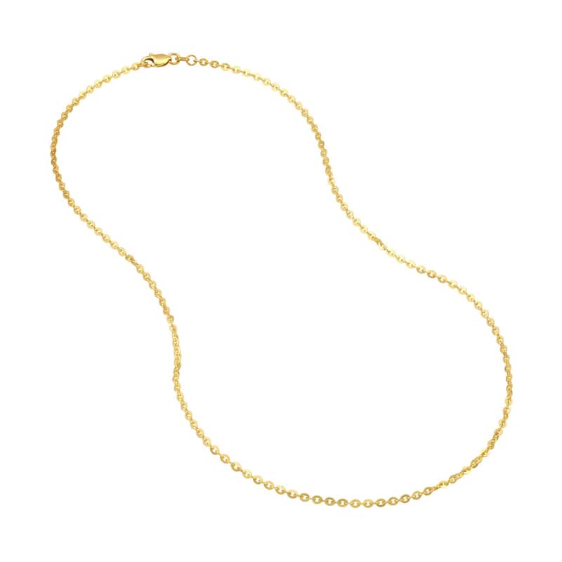 Curata 14k Yellow Gold 2mm Crystal Diamond Cut Cable Chain Necklace (Lobster)