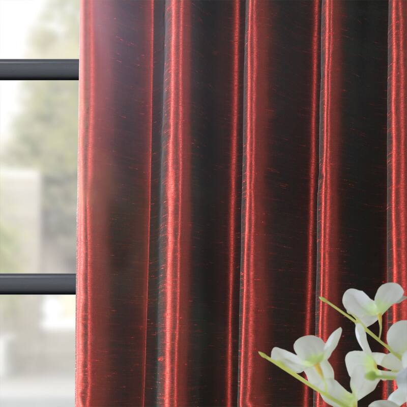 Exclusive Fabrics Blackout Textured Faux Dupioni Silk Curtains (1 Panel) - Luxurious Elegance and Superior Light Control