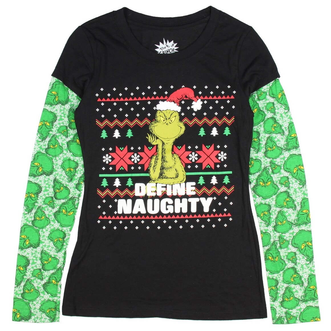 Shop Dr Seuss Holiday Juniors Grinch Define Naughty Long Sleeve Christmas T Shirt Overstock 19221316