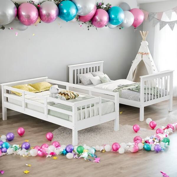 slide 2 of 13, Stairway Twin-Over-Twin Bunk Bed with Storage and Guard Rail for Bedroom White