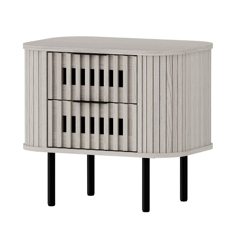 WAMPAT Fluted 2-Drawer Nightstand