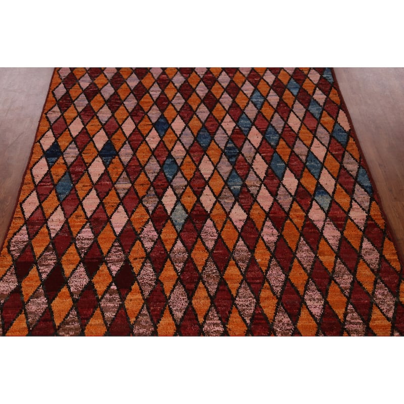 Multi-Color Trellis Moroccan Oriental Area Rug Handmade Wool Carpet - 6'9" x 9'7"
