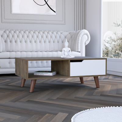 Coffee Table for Living Room, Living Room Table Rectangular Center Table,One Drawer, Four Legs