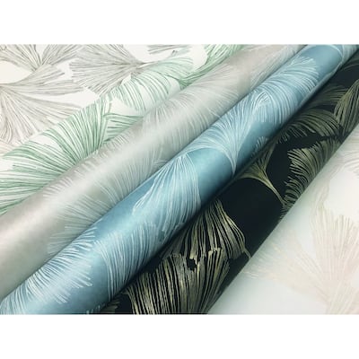 Gennevilliers Gold Non-Woven Unpasted Botanical Ginkgo Toss Wallpaper Covers about 60.75 sq. ft.
