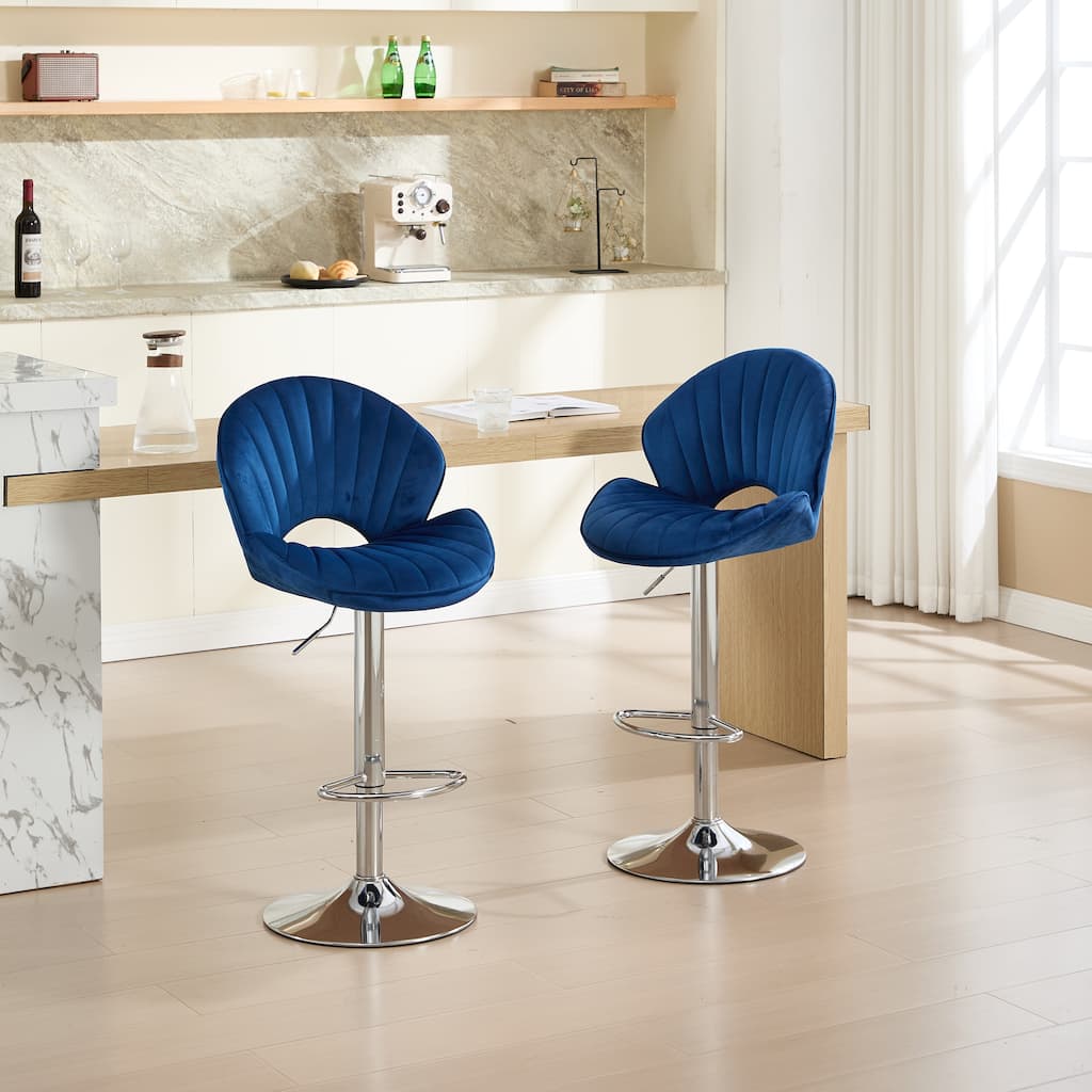 Counter Height Bar Chairs Set of 2, Swivel Bar Stools with Adjustable Height, Kitchen Island Chairs with Back & Footrest