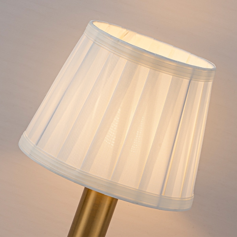 CraftHome 11'' Modern Rechargeable Cordless LED Table Lamp Industrial Dimmable Touch Control Mini Desk Lamp with Fabric Shade