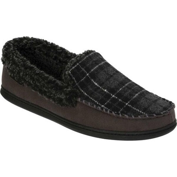 men's dearfoams microsuede whipstitch trim moccasin slippers