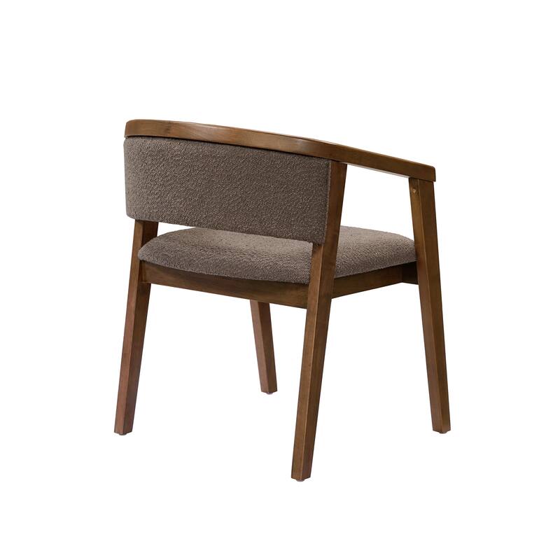 Christopher Knight Home - Noren Mid-Century Boucle Upholstered U-Shaped Dining Chair with Armrest - Set of 2