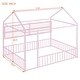 preview thumbnail 17 of 40, House-Shaped Design Metal Full Size Bed Frame with Fence and Shelves