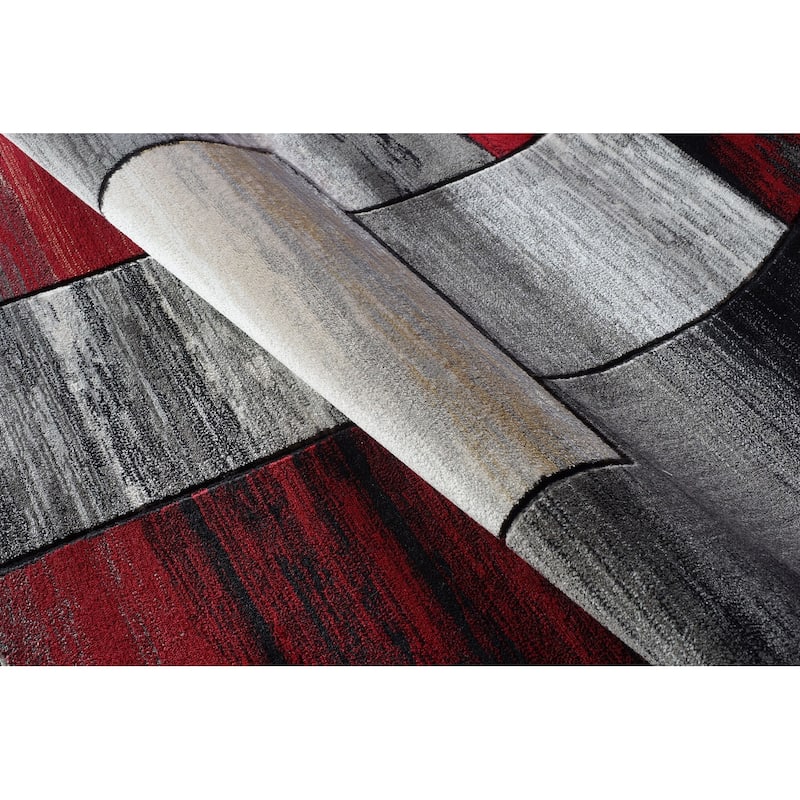 LaDole Rugs Copper Abstract European Area Rug in Black Grey Blue