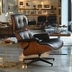 preview thumbnail 16 of 26, Genuine Leather Accent Lounge Chair and Ottoman Walnut Wood