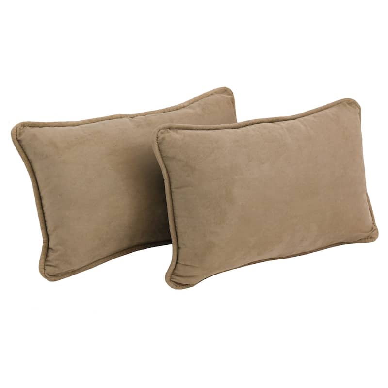 20-inch by 12-inch Microsuede Lumbar Throw Pillows (Set of 2) - Java