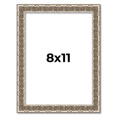8x11 Frame Silver Versailles Ornate Solid Wood Picture Frame | 1 Inch