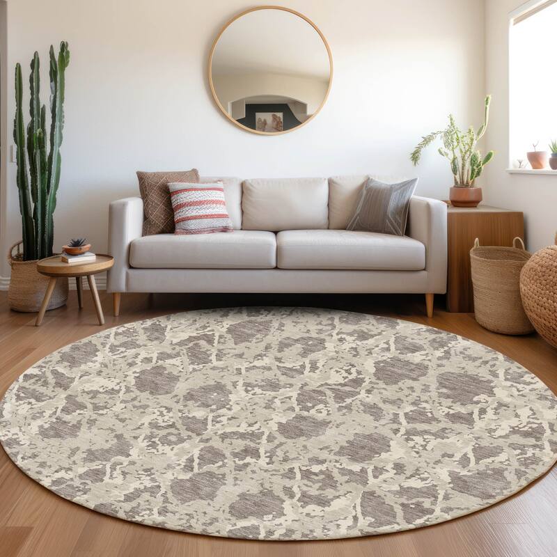 Premium Washable Super Soft Abstract Fusion Mayfield Rug - Taupe - 8' x 8'