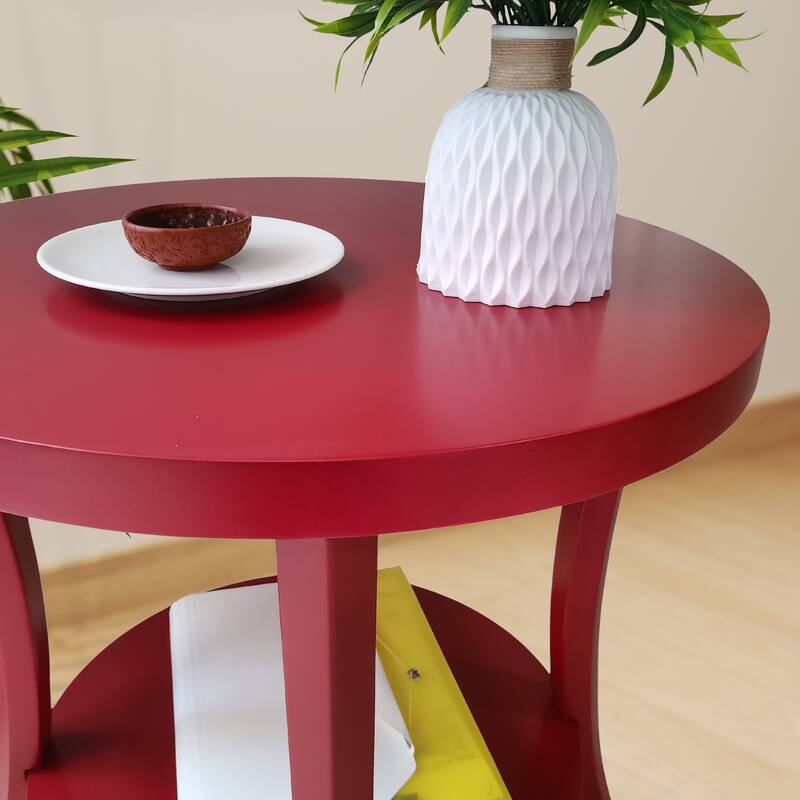 Roundhill Furniture Perth Contemporary Round Shelf End Table