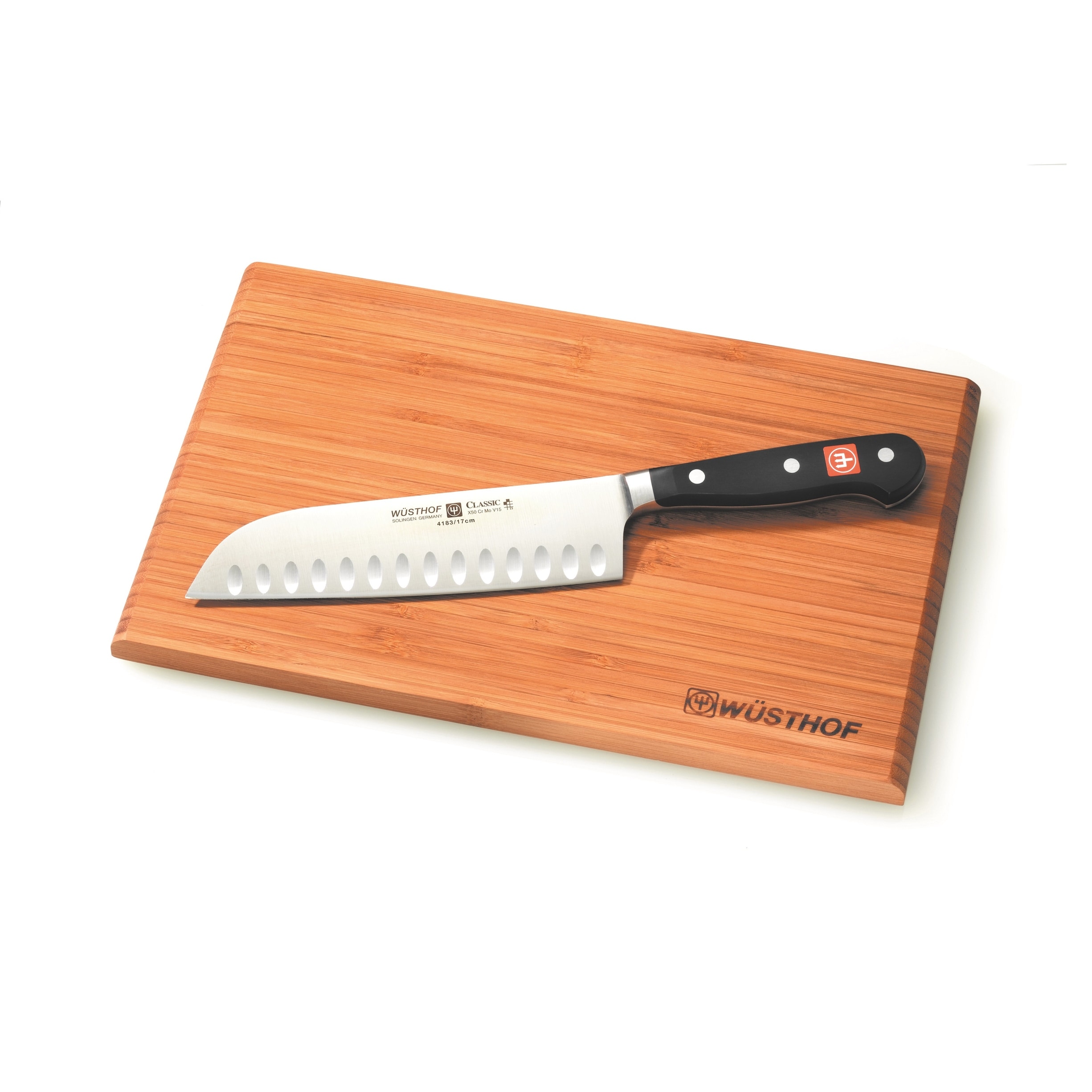 Shop Wusthof Classic 7 Santoku Hollow Edge With Cutting Board 1550 Black Overstock 25691269