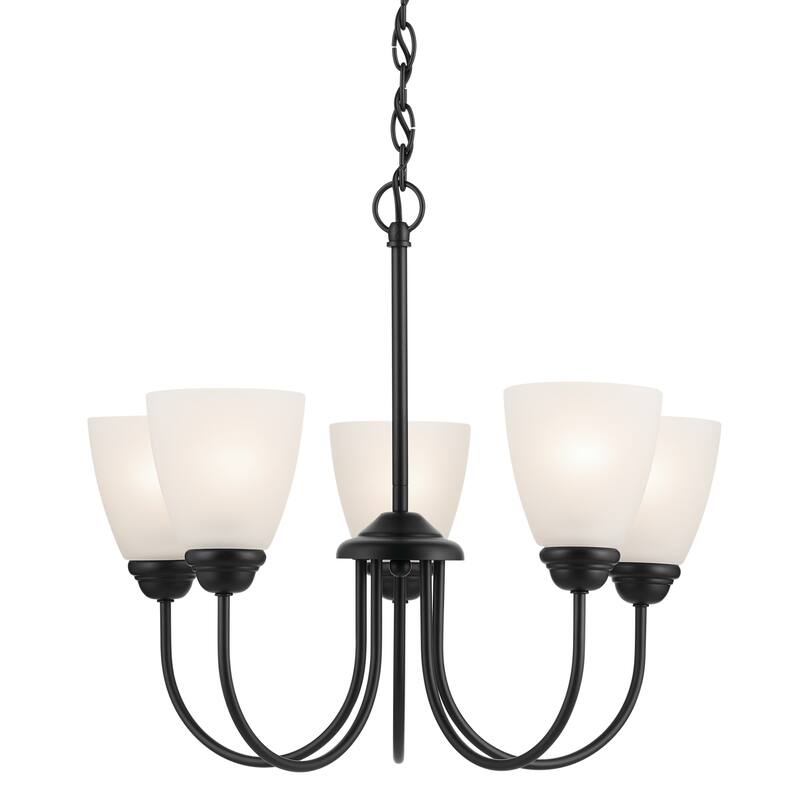 Kichler Lighting Jolie 5-Light Chandelier with Satin Etched Glass in Black