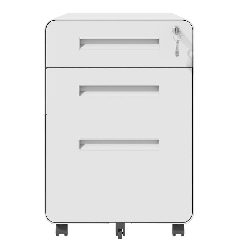 3-Drawer Mobile File Cabinet with Lock, All-Steel Metal Storage Cabinet on Casters, for Home & Office, Holds A4/Letter Files