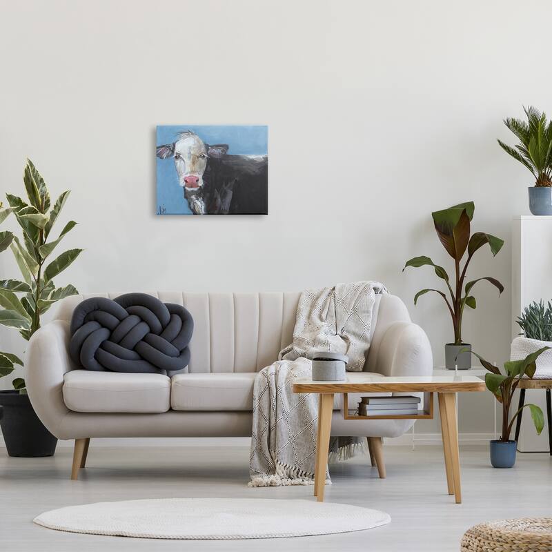 Stupell Farmhouse Dairy Cow Blue Painting Canvas Wall Art by Molly Susan Strong