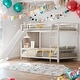 preview thumbnail 1 of 36, Unique Design Twin over Twin Size Metal Bunk Bed with Slide and Guardrails White