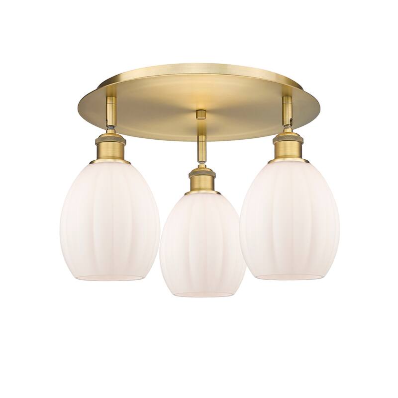 Innovations Lighting Eaton - 3 Light Flush Mount - Brushed Brass/Matte White