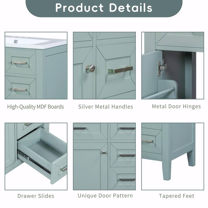 30" Bathroom Vanity with Sink Combo and Drawers