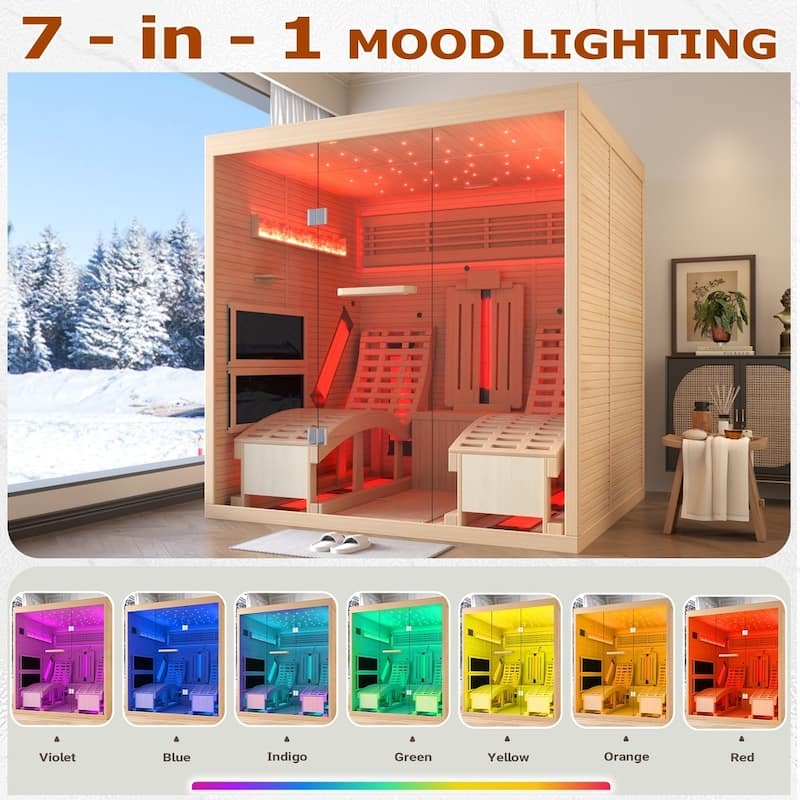 EROMMY up to 3 Person Infrared Sauna with 15-Minute Warm-Up Heater Tube and Carbon Plate