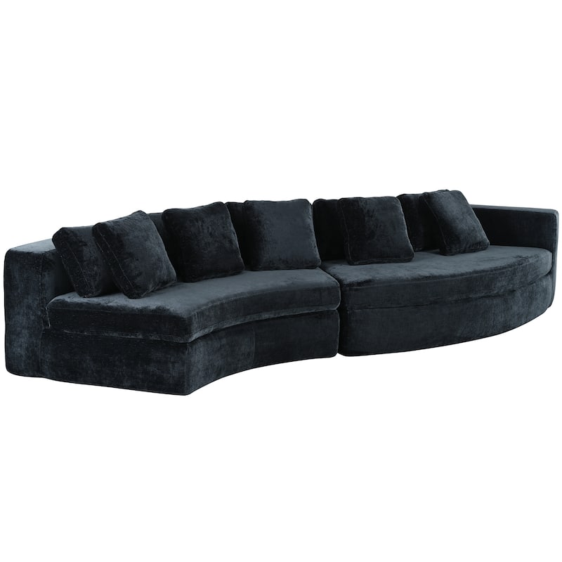 115.7" Pure Foam Modular Sofa,2-Piece Set With 5 Cushions,4-Seater,Curved Design,No Assembly Required,Soft Upholstered Sofa