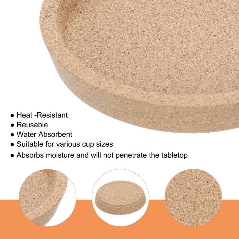 Cork Coaster for Drinks, 4 Inches Round Cork Coasters Brown - 36Pcs