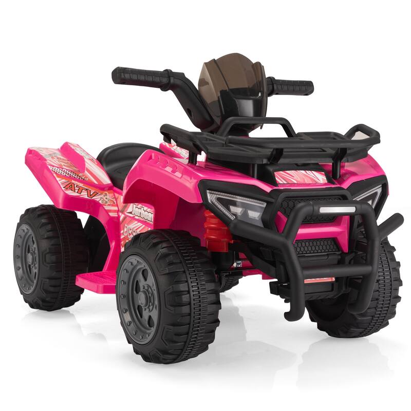 6V Electric ATV Ride-On for Kids, 4-Wheeler Quad with Music, USB, MP3, Horn, for 18-48 Months, Black - Rosy