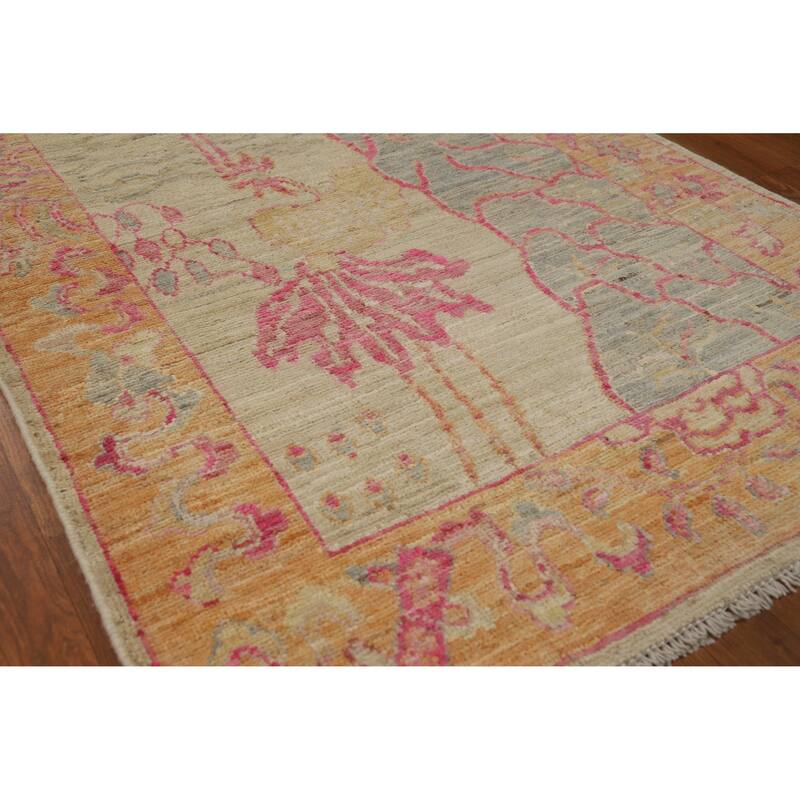 Animals Pictorial Art Deco Turkish Runner Rug Handmade Wool Carpet - 2'10" x 13'0" - 2'10" x 13'0" - Ivory/Beige