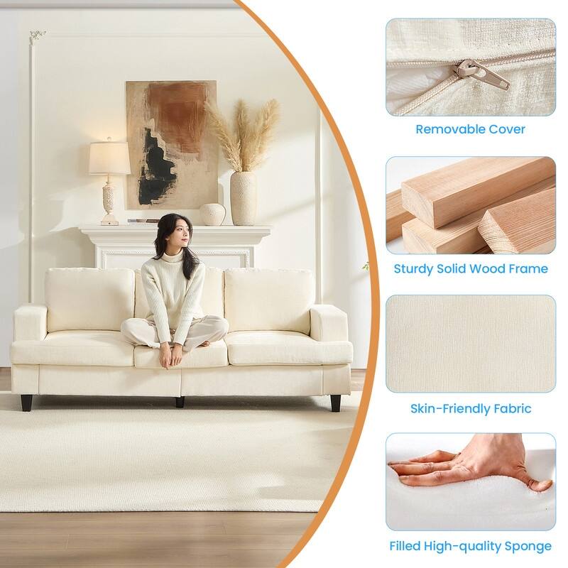 Mixoy W82" Chenille Straight Sectional Sofa,Cloud Sleeper Comfy Upholstered 3-Seater Sofa Couch