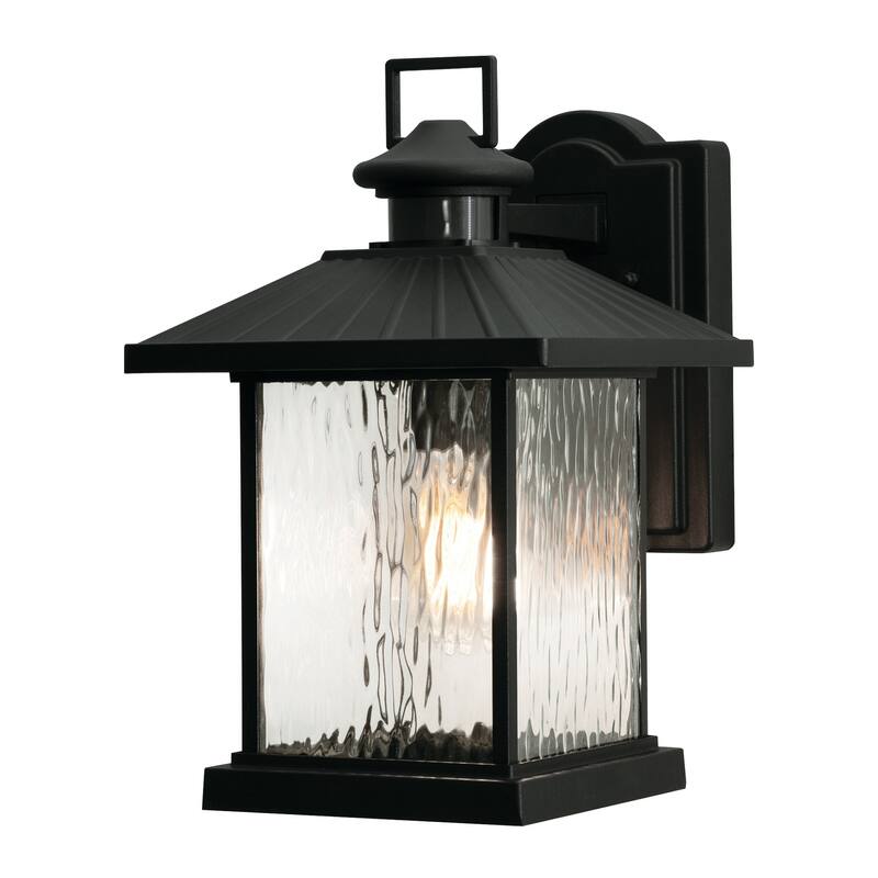 AFX Lennon 1-Light Black Outdoor Wall Sconce with Clear Glass - Large 15in