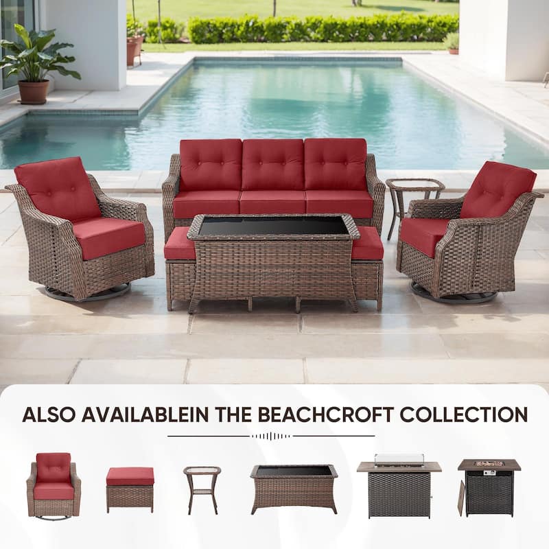 Outdoor 3-Seat Sofa with Ottomans