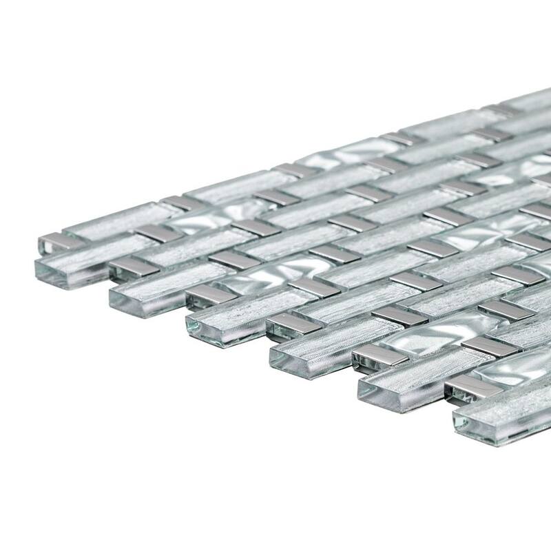 Wonderland 1in x 2in Winter Snow Glass Backsplash Wall Tile
