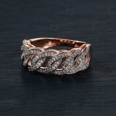 1/4ct TDW Diamond Cuban Link Men's Ring in 10k Gold