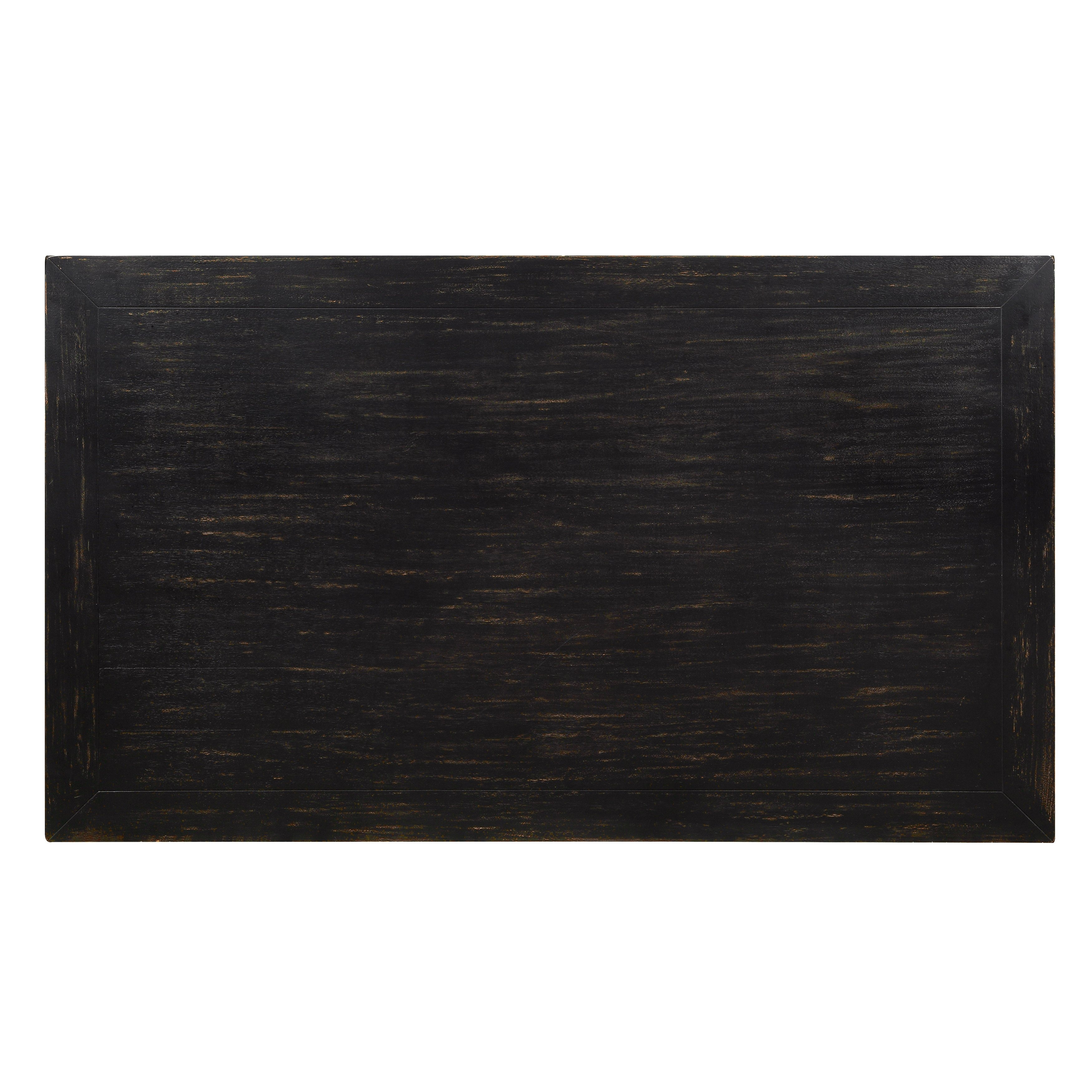 A rectangular black wood panel.