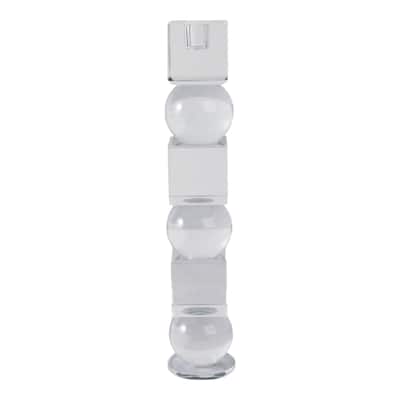 Modern Glass Crystal Pillar and Taper Candle Holder Geometric Design