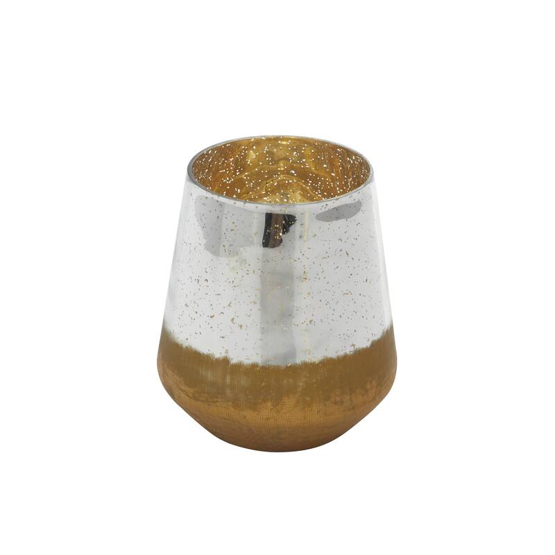 Glass Decorative Indoor Outdoor Candle Lantern with Faux Mercury Glass Finish - Gold - Roche River Decor