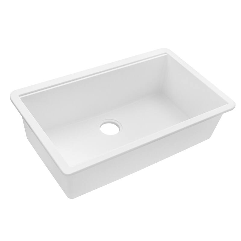 Ruvati 32-inch Granite Composite Quartz Workstation Undermount Kitchen Sink Single Bowl White - RVG2303WH