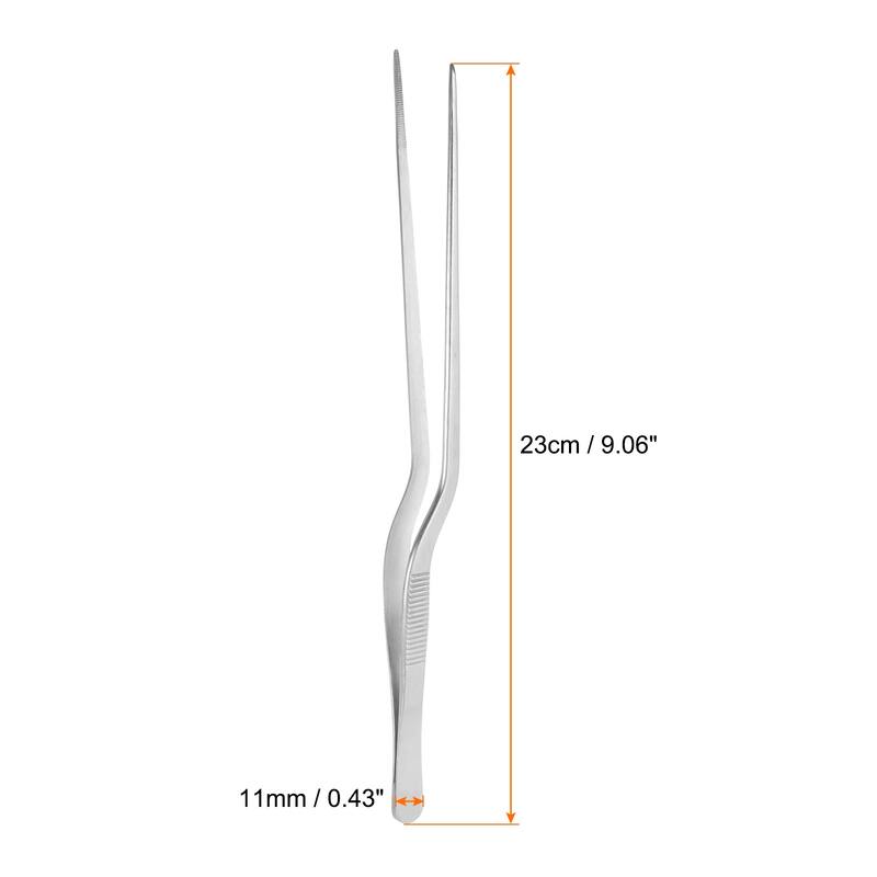Offset Tweezer Tongs 304 Stainless Steel Kitchen Cooking Precision Tweezer - Silver - 9"