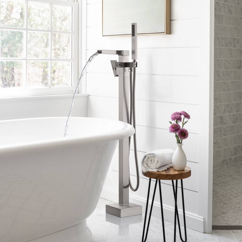 WOWOW Single Handle Freestanding Bathtub Faucet with Handheld Shower