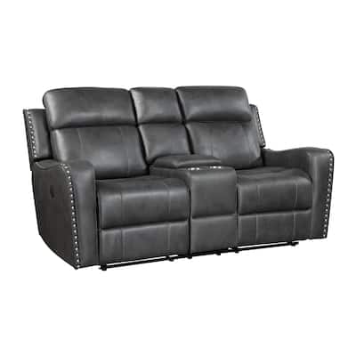 Gimo Dual Power Recliner Loveseat, Dark Gray Microfiber, 72 Inch