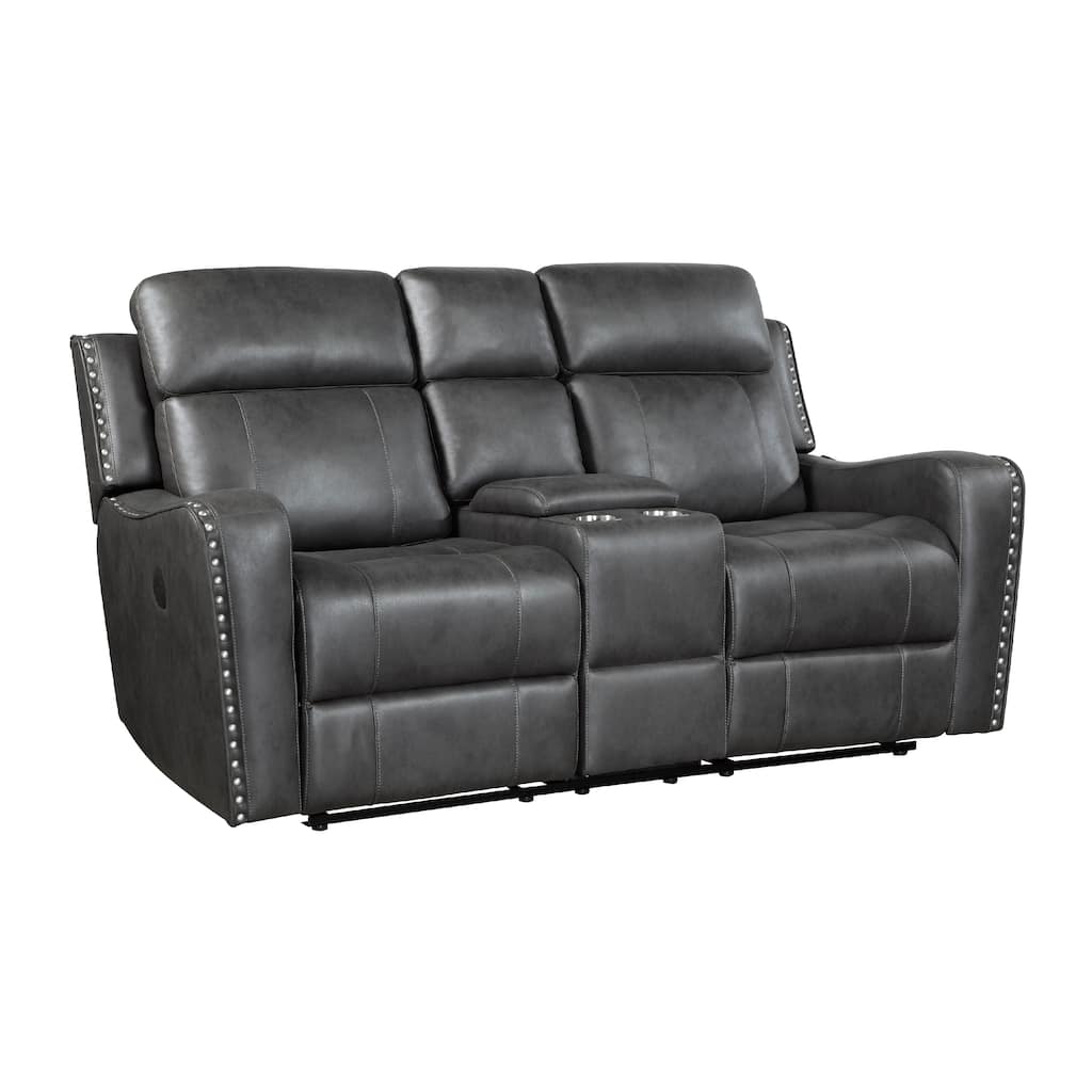 Gimo Dual Power Recliner Loveseat, Dark Gray Microfiber, 72 Inch