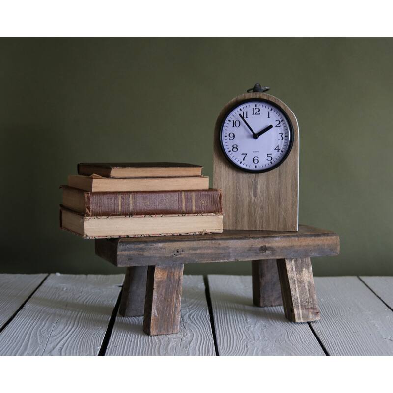 Foreside Home & Garden Rustic White Wood Battery Operated Table Clock