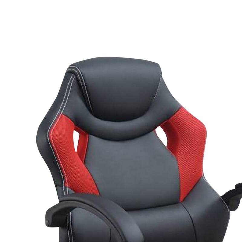 Office Chair with Curved Cut Out Padded Back, Black and Red